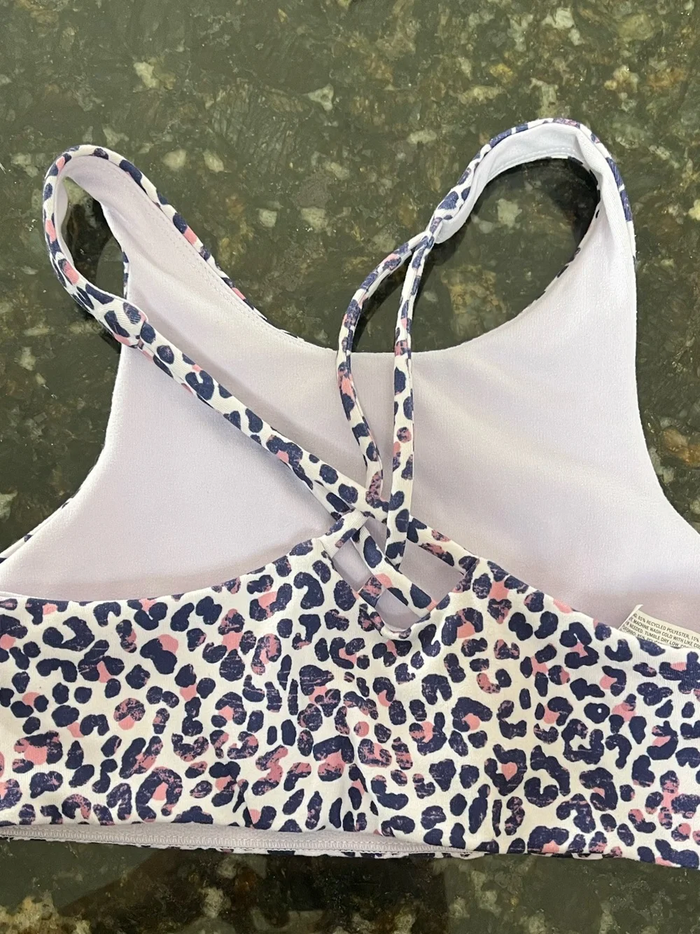 all in motion Sports Bra Top with Navy and Pink Leopard Print size 8